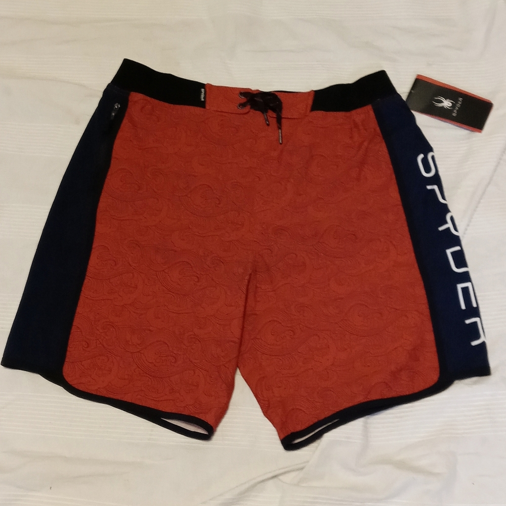 NWT SPYDER SWIM TRUNKS MENS XXL 9" SWIMSUIT SHORTS LINED